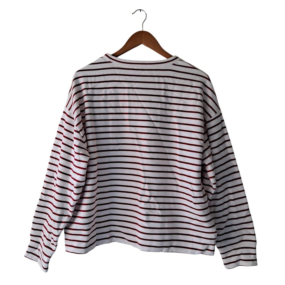 NWT J. Crew Striped Le Weekend Graphic Loose Sweatshirt Red White Womens Size XL - Picture 3 of 13